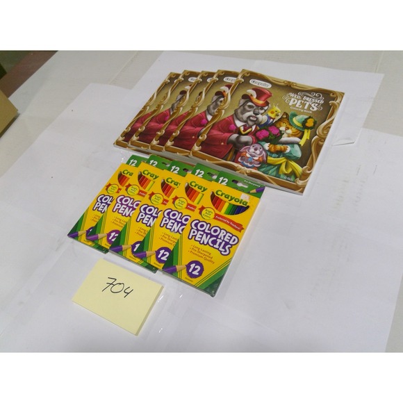 Crayola Coloring Book Colored Pencils Set 5pk Well Dressed Pets Kids New Bulk - Picture 3 of 6